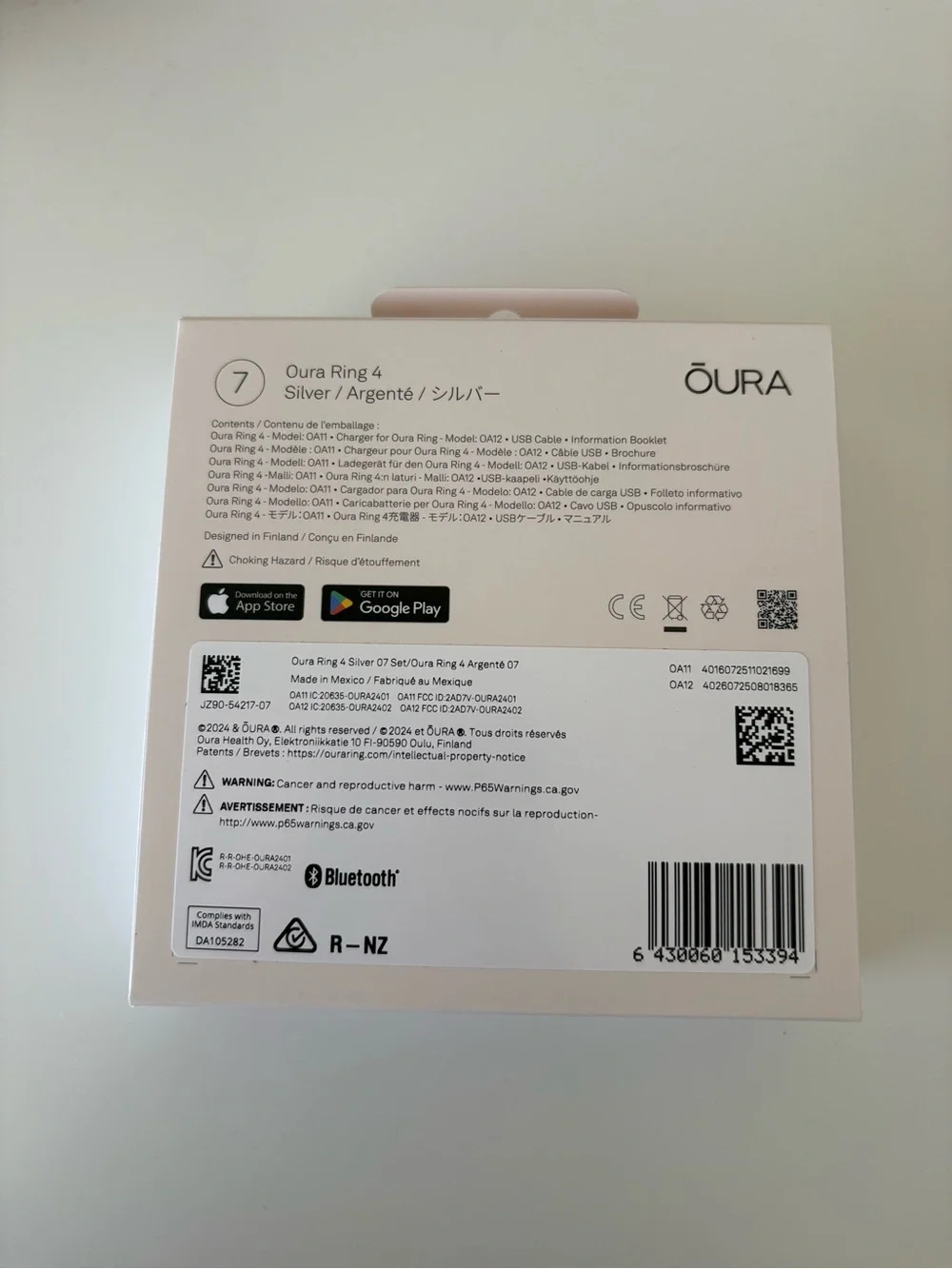 Oura Ring 4 Silver Box (Size 7)